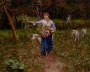 弗朗西斯科保罗米蓋提 - A Shepherdess In A Pastoral Landscape